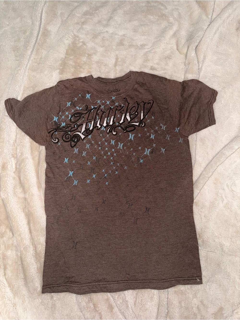 Hurley Brown Tee with Blue Star Accents